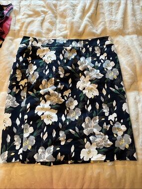 Floral Print Black A-Line Skirt